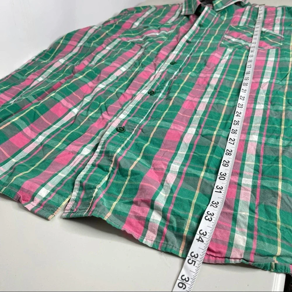 Vintage Pelle Pelle, Men’s Green and Pink Short Sleeve Button Shirt, 5X - Picture 8 of 10